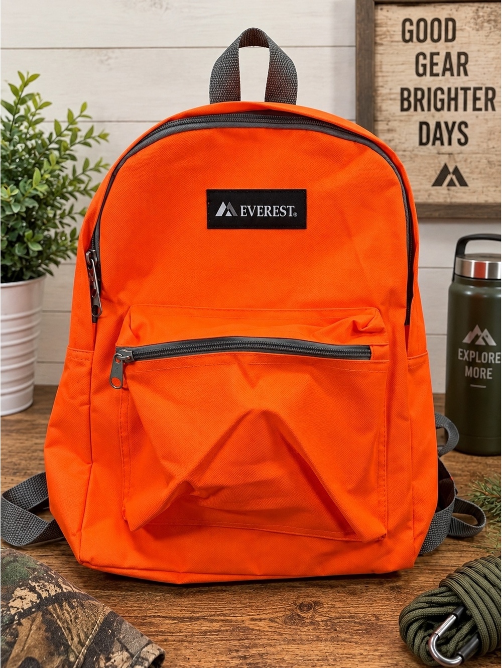 Everest Blaze Orange Backpack High Visibility School Travel Hunting Daypack